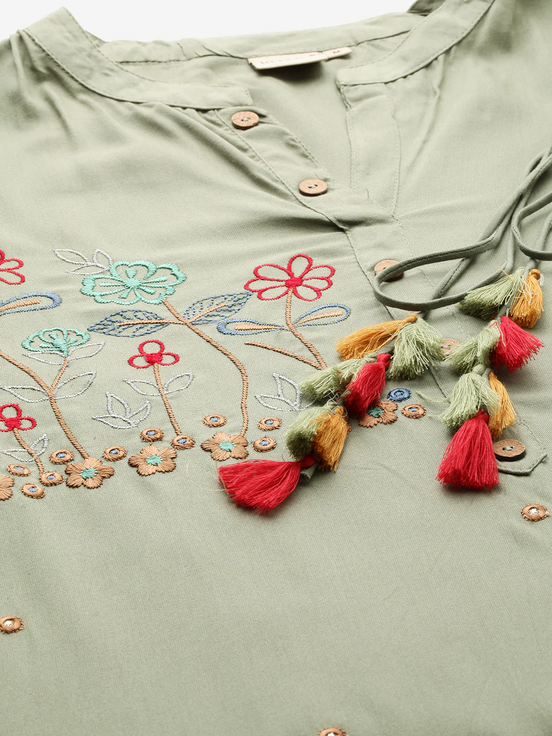 Neerus Green Embroidered Straight Kurta - Image 2