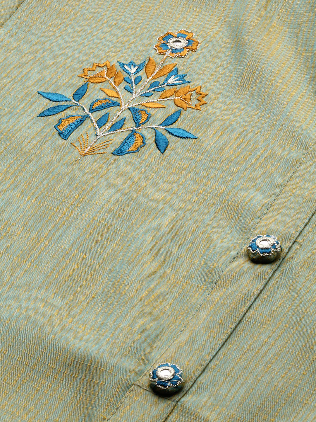 Neerus Green Embroidered Straight Kurta - Image 2