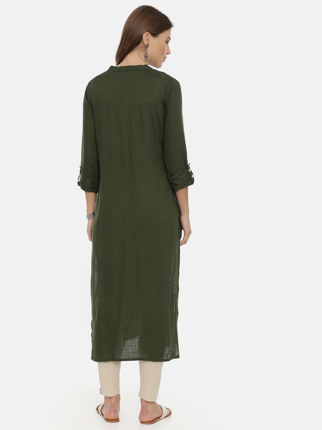 Neerus Green Embroidered Straight Kurta - Image 5