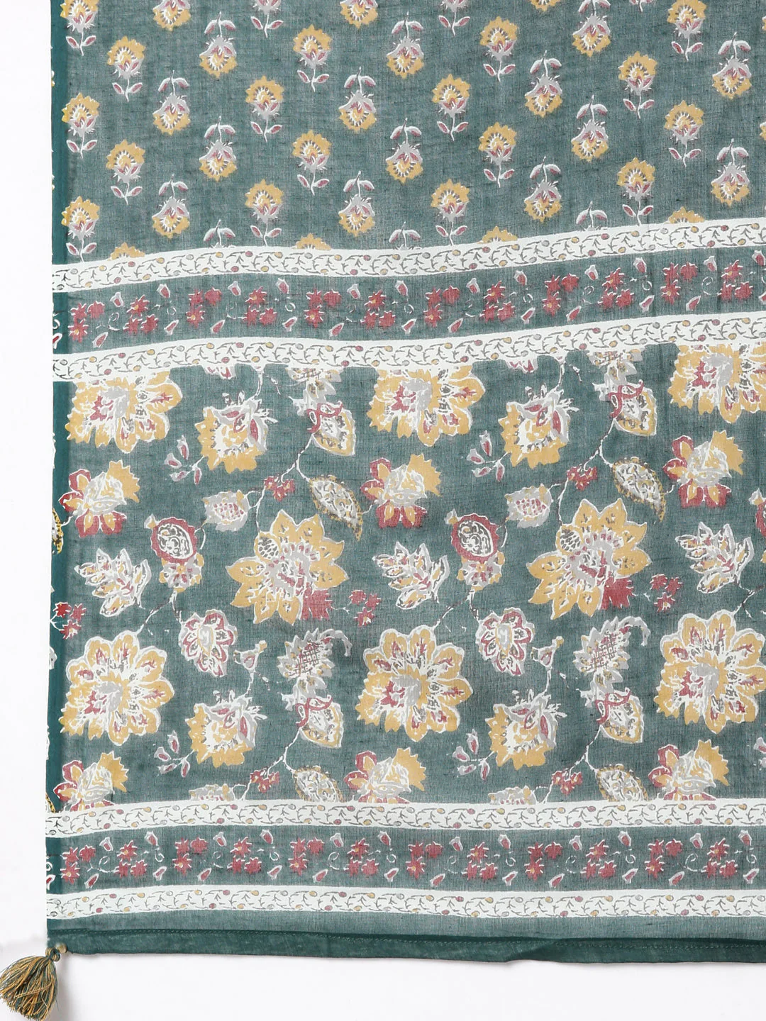 Neerus Green Panelled Straight Printed Kurta And Trousers With Dupatta - Image 8