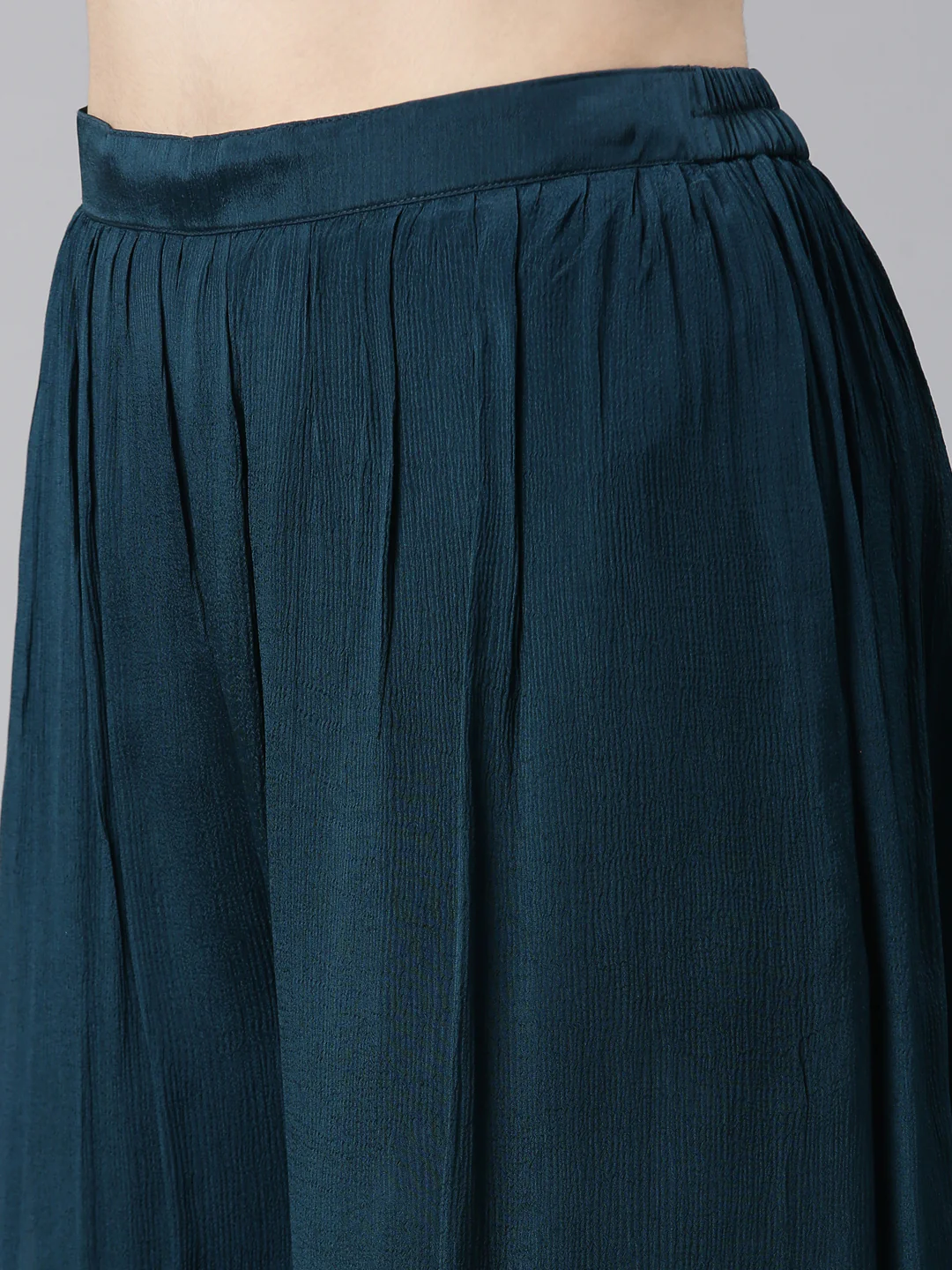 Neerus Green Pleated Straight Embroidered Kurta And Palazzos With Dupatta - Image 6
