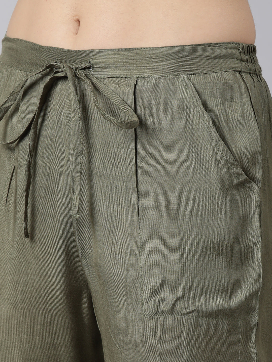 Neerus Green Pleated Straight Floral Kurta And Trousers With Dupatta - Image 6