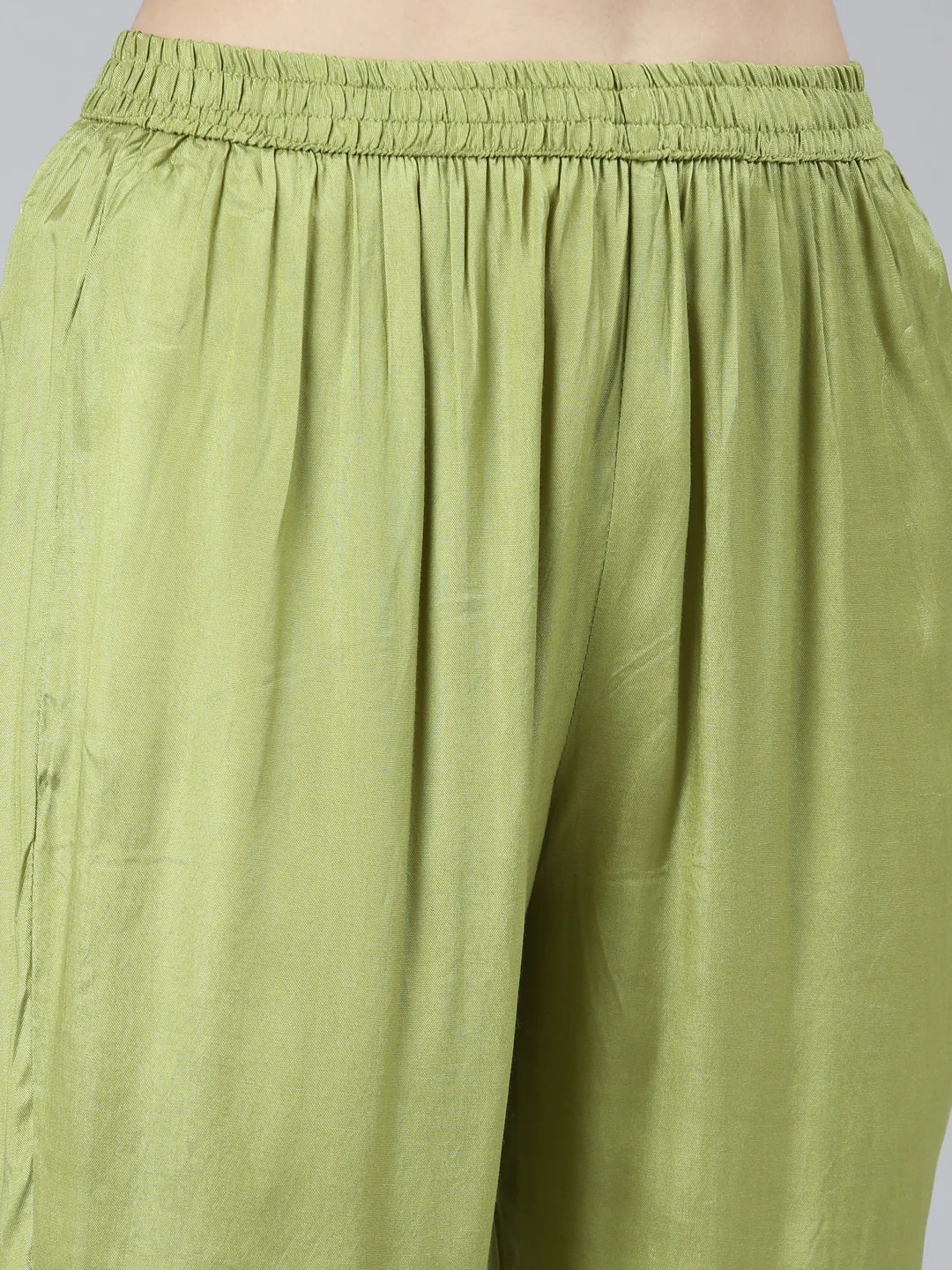 Neerus Green Pleated Straight Floral Readymade suits - Image 6
