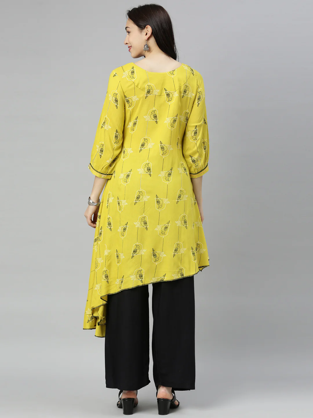 Neerus Green Printed High Low Kurta - Image 7