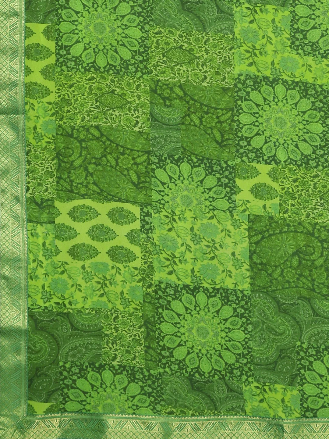 Neerus Green Printed Saree With Blouse - Image 4