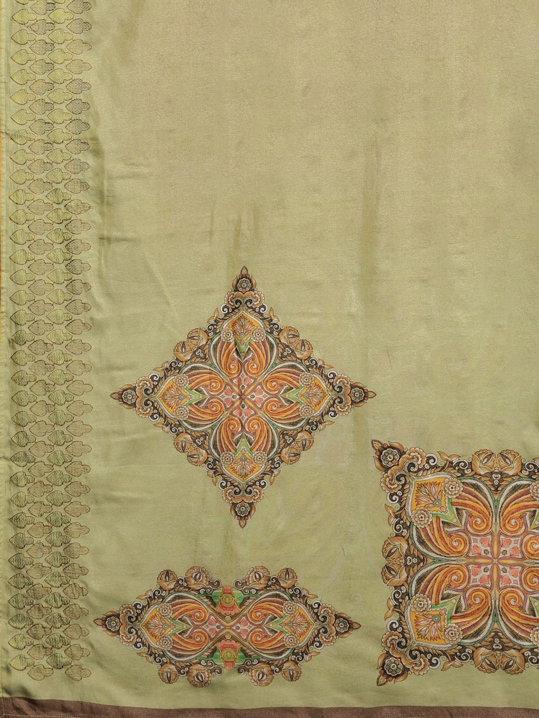 Neerus Green Printed Saree With Blouse - Image 4