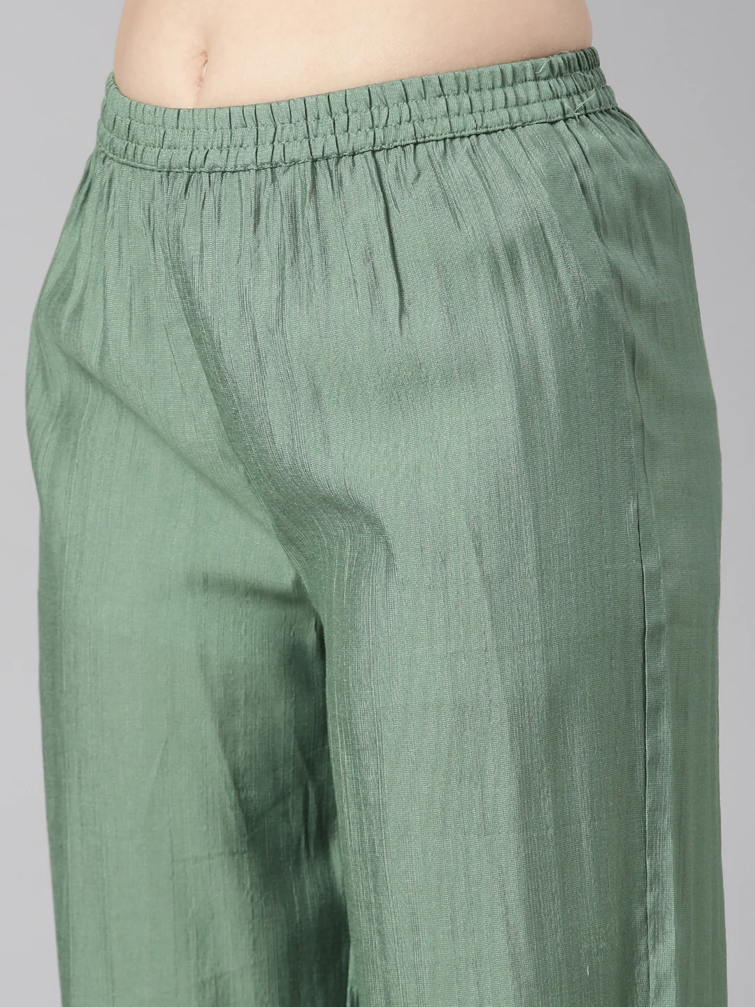 Neerus Green Printed Straight Kurta and Trousers - Image 6