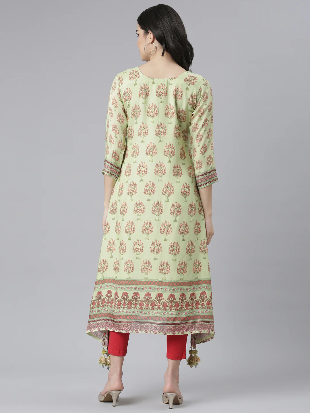 Neerus Pista Regular High-Low Kurta - Image 3