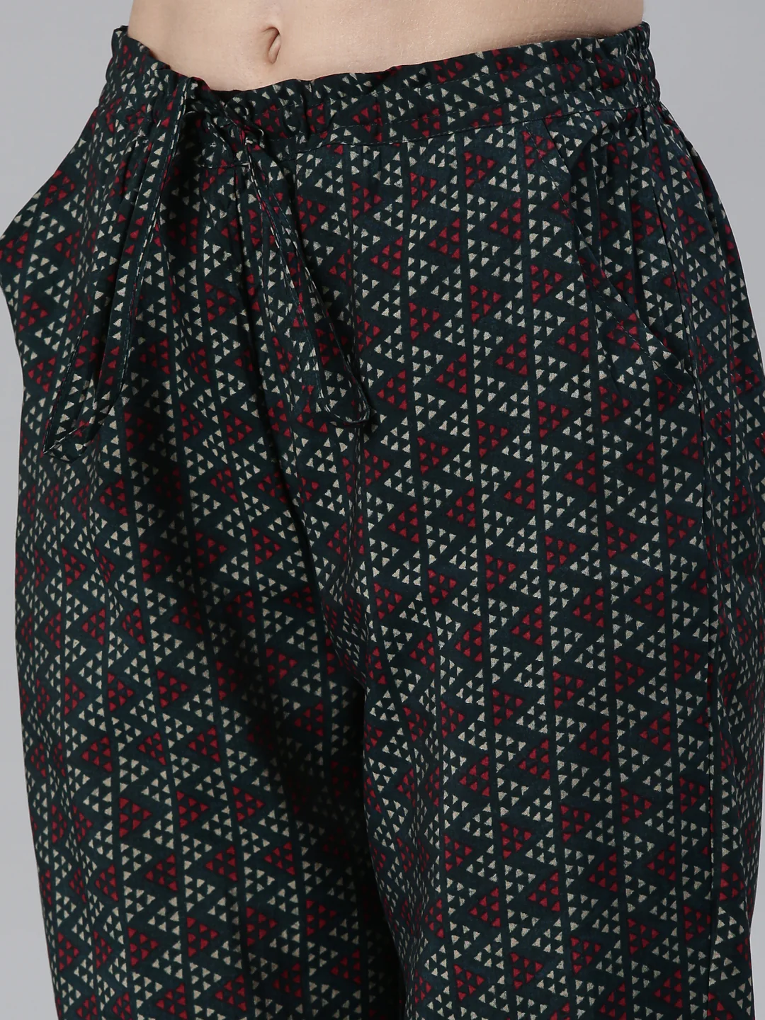 Neerus Green Regular Knee Length Printed Kurta Printed Trousers With Dupatta - Image 6