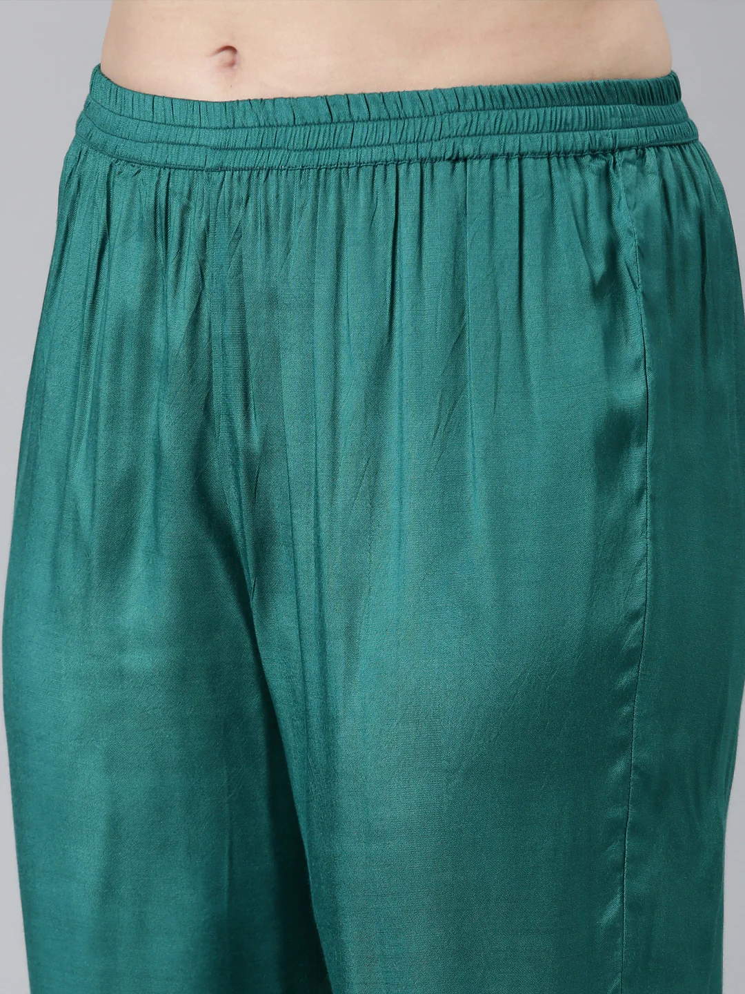 Neerus Green Regular Straight Floral Kurta And  Trousers - Image 6