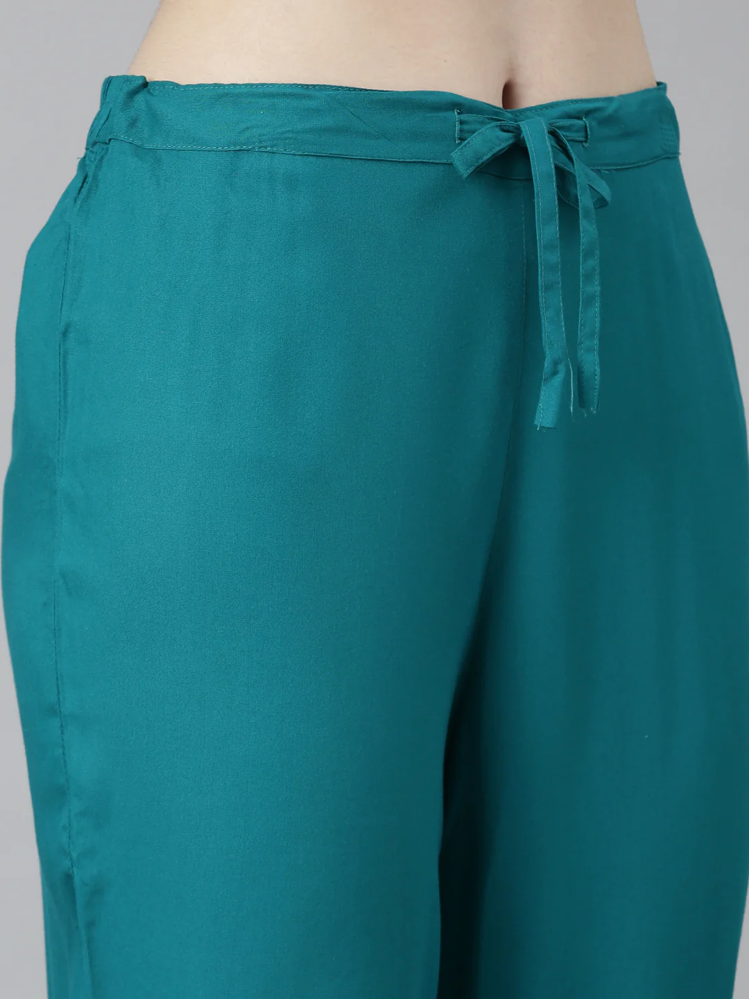 Neerus Green Regular Straight Floral Kurta And Trousers With Dupatta - Image 6