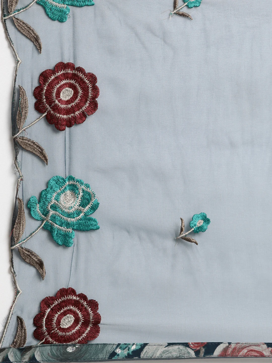 Neerus Green Regular Straight Floral Kurta And Trousers With Dupatta - Image 7