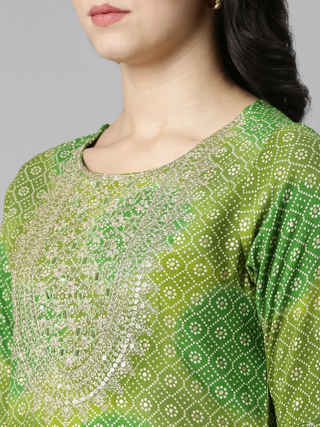 Neerus Green Regular Straight Printed Kurta And Salwar With Dupatta - Image 4