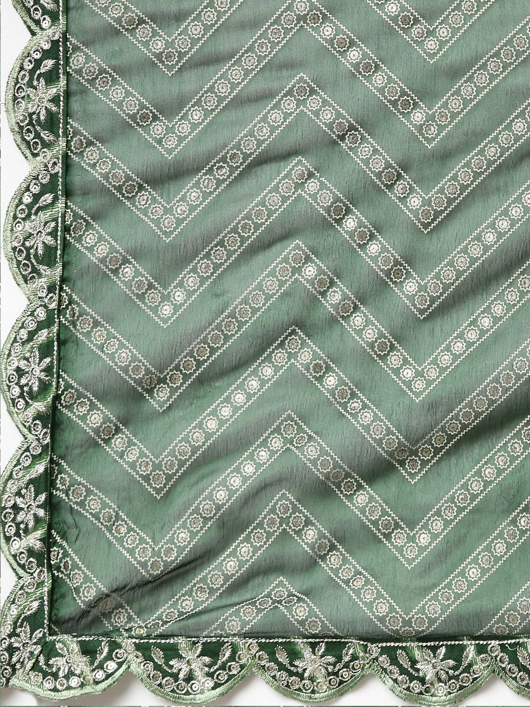 Neerus Green Regular Straight Printed Kurta And Sharara With Dupatta - Image 7