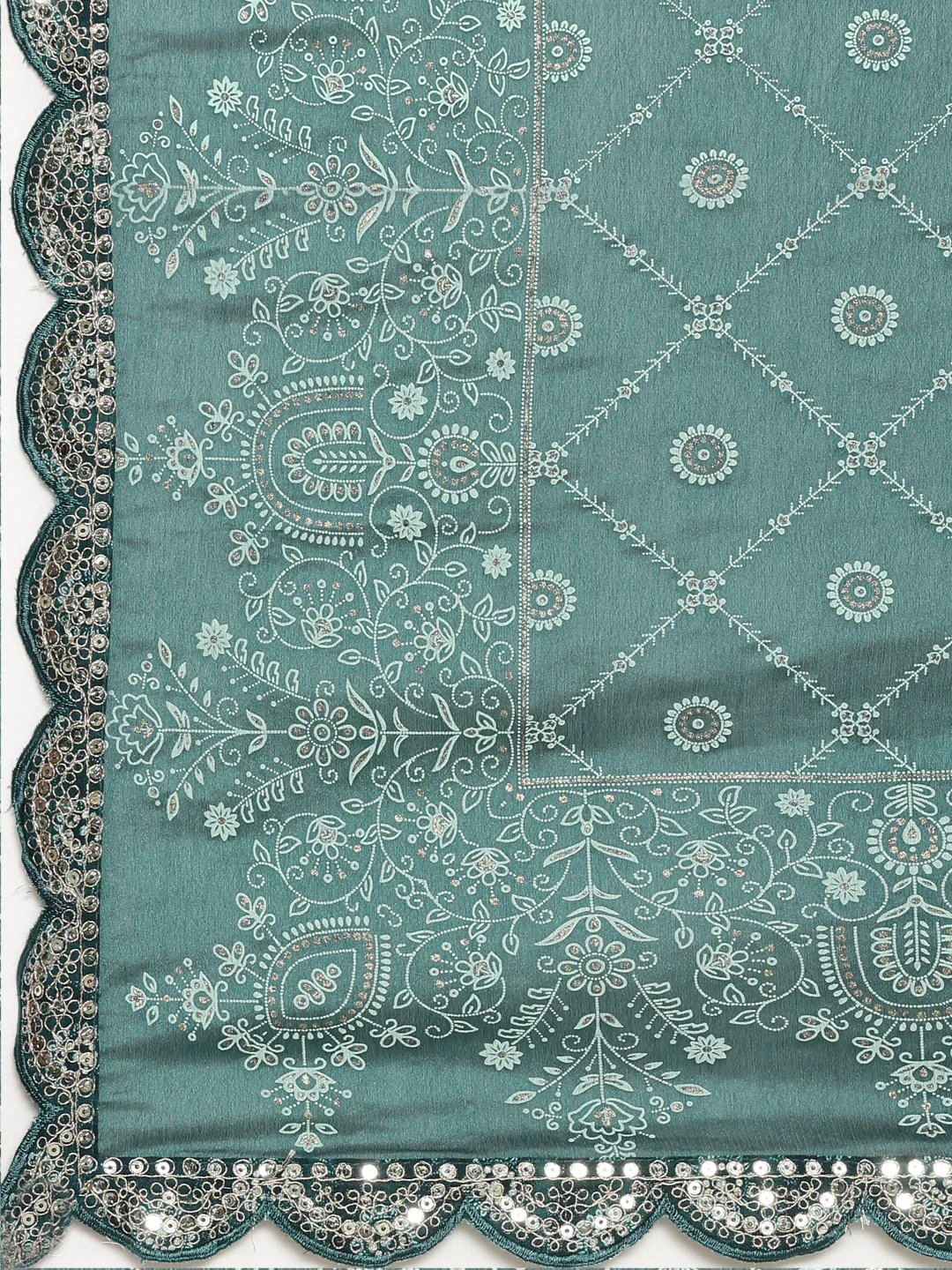 Neerus Green Regular Straight Printed Kurta And Sharara With Dupatta - Image 7