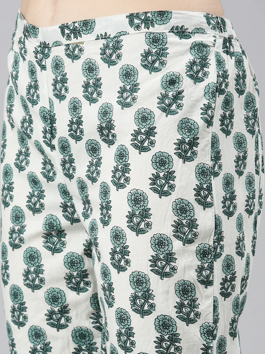 Neerus Green Regular Straight Printed Kurta And Trousers With Dupatta - Image 6