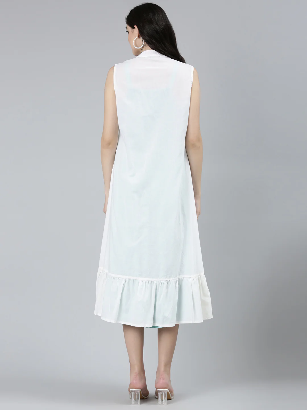 Neerus Green Straight Casual Floral Dresses - Image 3