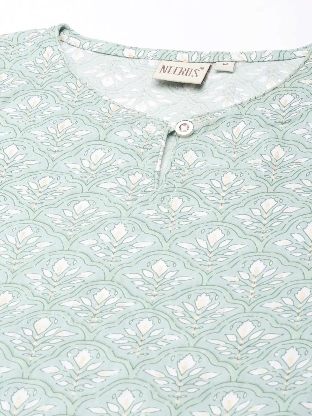 Neerus Green Straight Casual Floral Straight Kurta - Image 6