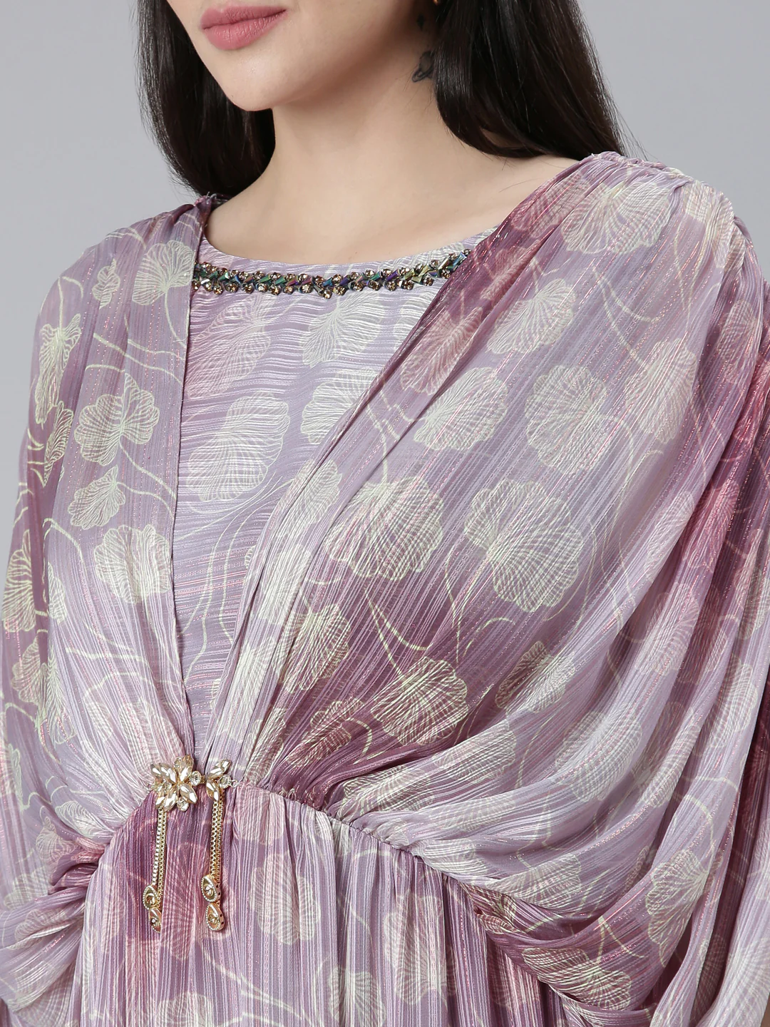 Neerus Green Straight Casual Printed Dress - Image 4