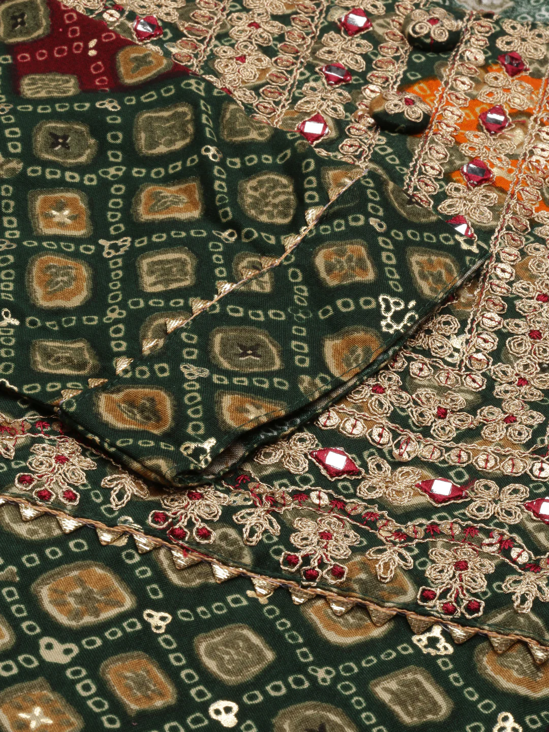 Neerus Green Straight Printed Cotton Kurta - Image 5