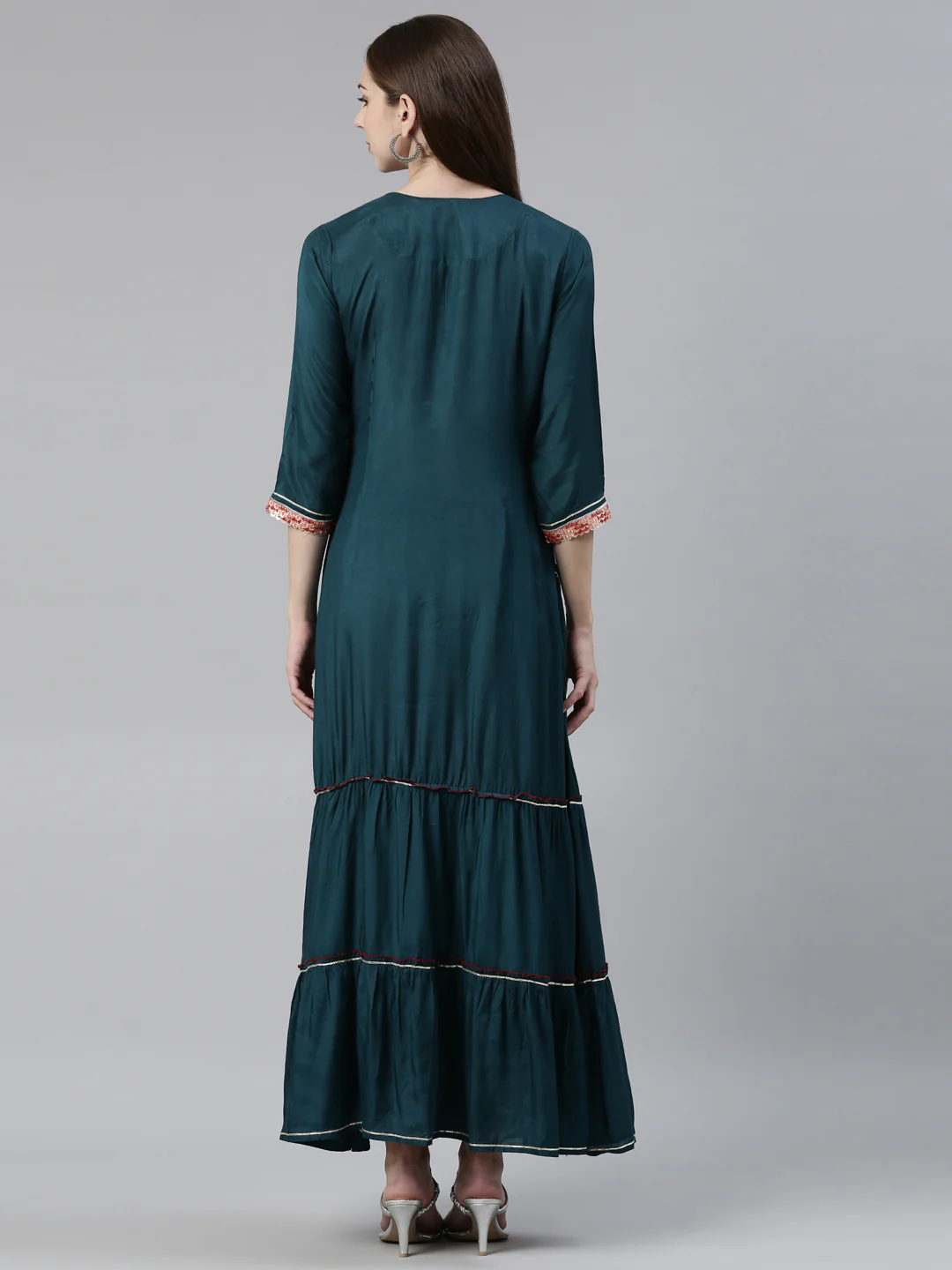Neerus Green Straight Regular Shantoon Kurta - Image 3