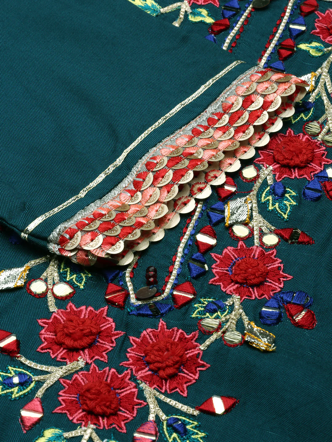 Neerus Green Straight Regular Shantoon Kurta - Image 5