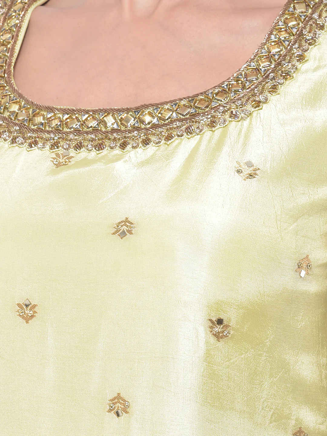 Neerus Green Zari Kurta With Sharara & Dupatta - Image 4