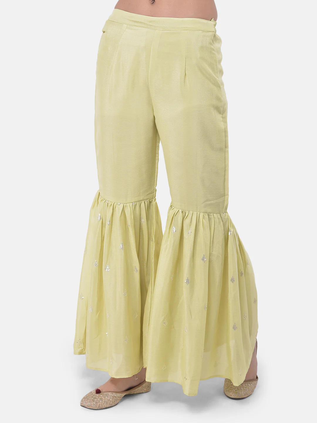 Neerus Green Zari Kurta With Sharara & Dupatta - Image 5
