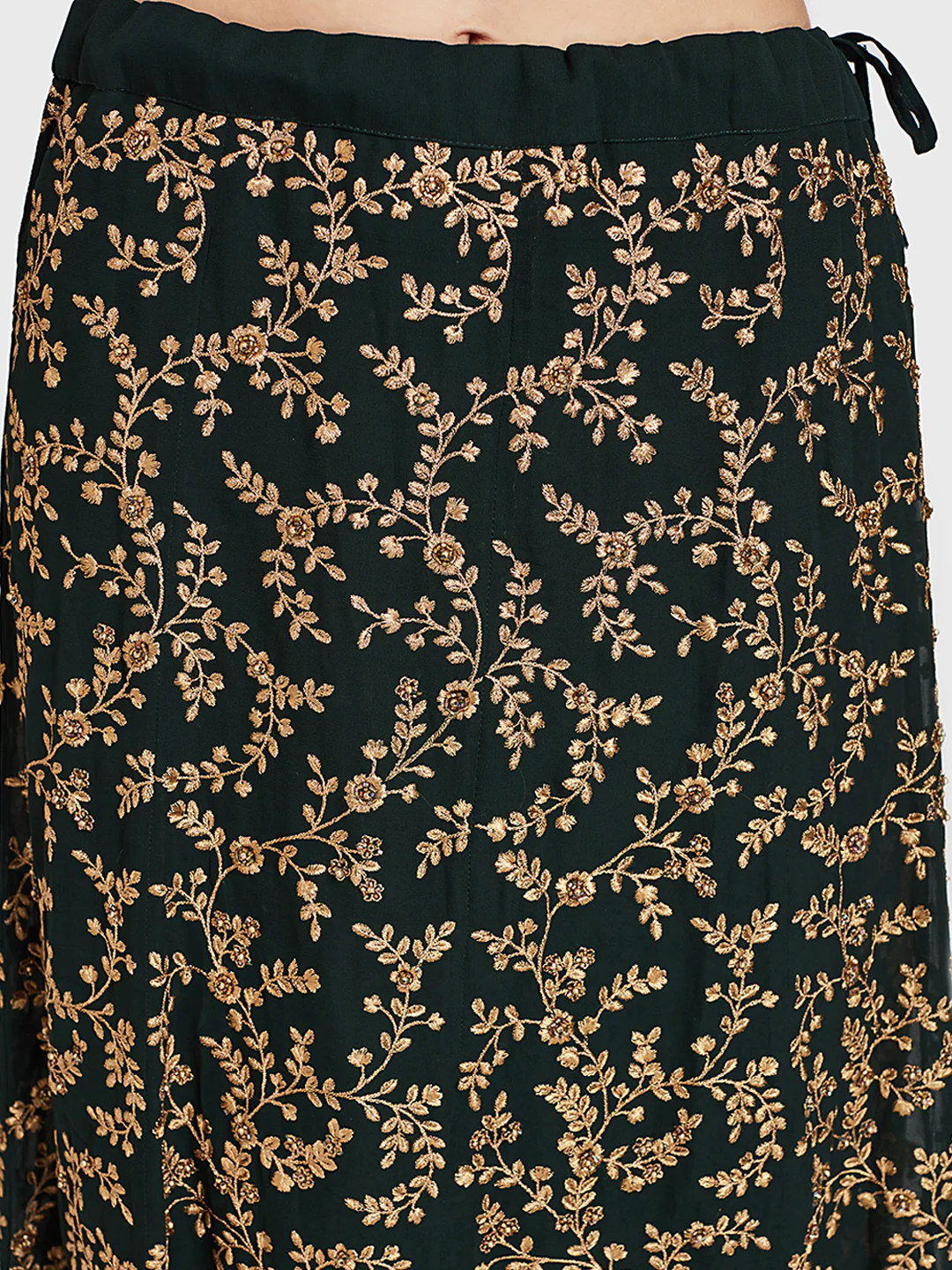 Neerus Green Zari Kurta With Skirt & Dupatta - Image 4