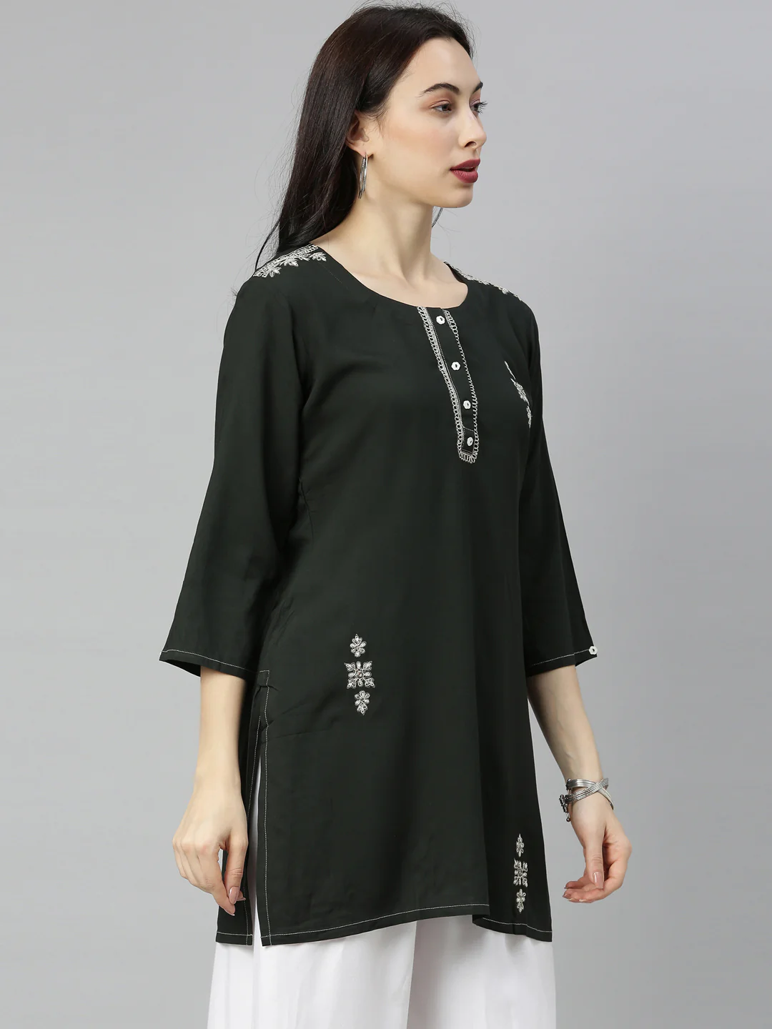 Neerus Green Zari Straight Kurti - Image 5