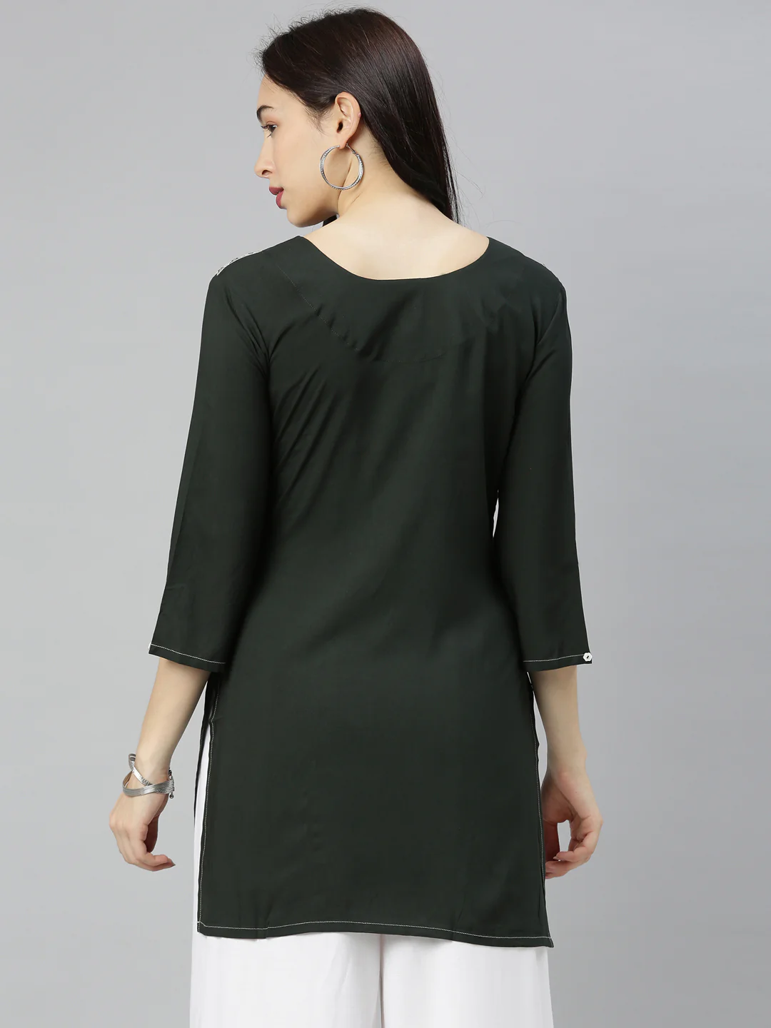 Neerus Green Zari Straight Kurti - Image 6