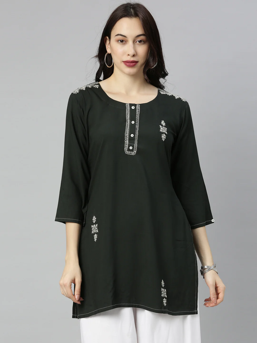 Neerus Green Zari Straight Kurti - Image 7