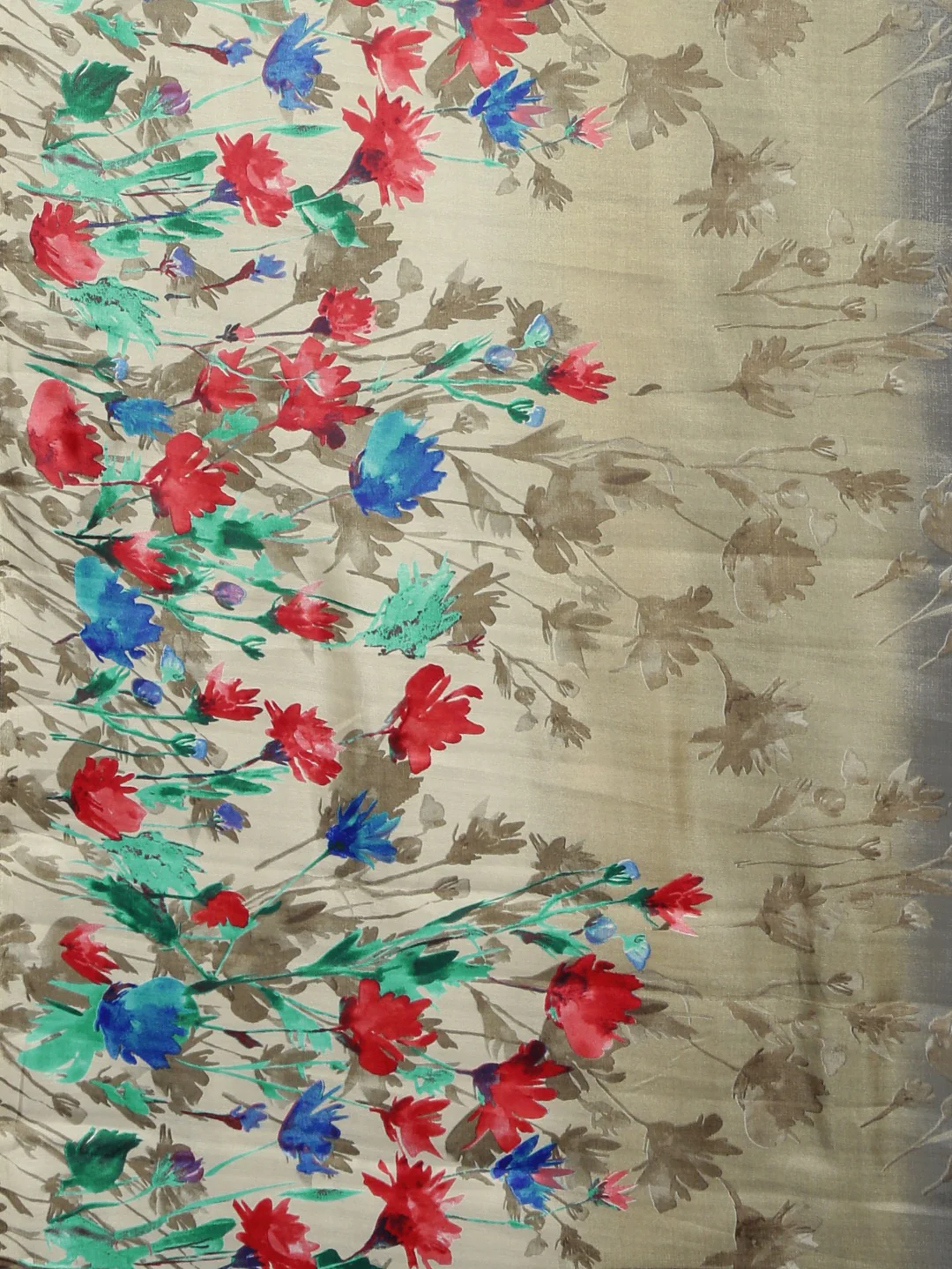 Neerus Grey & Beige Printed Saree With Blouse - Image 4