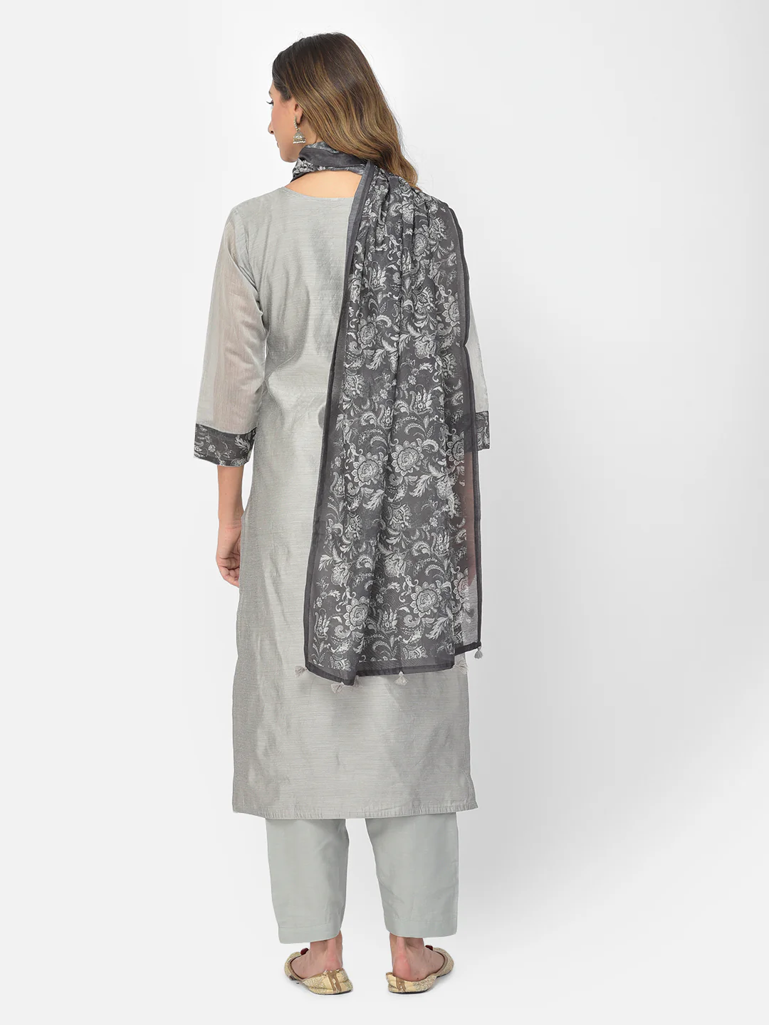 Neerus Grey Color Chanderi Fabric Salwar Kameez - Image 13