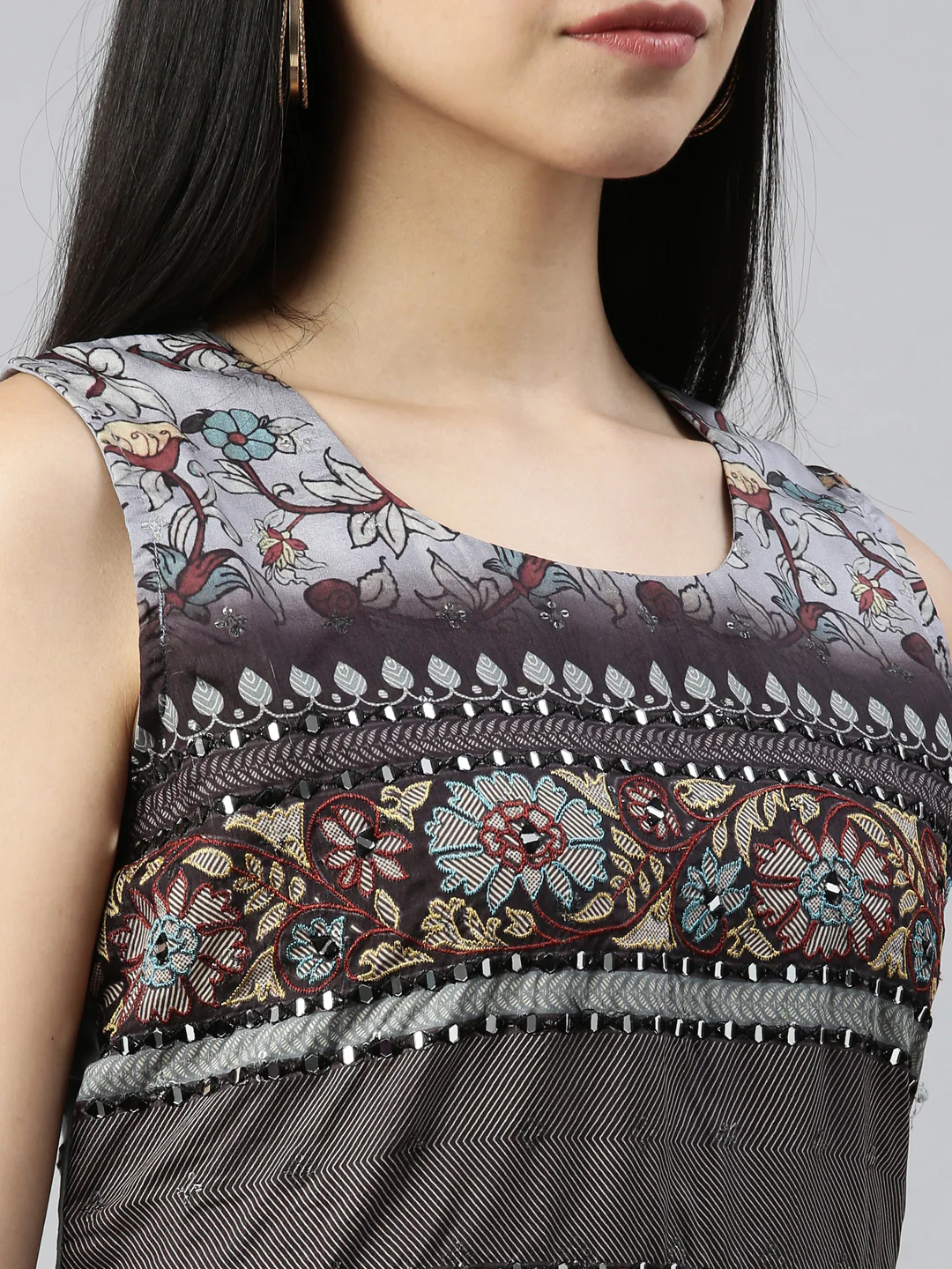 Neerus Grey Color Cotton Fabric Kurta - Image 8