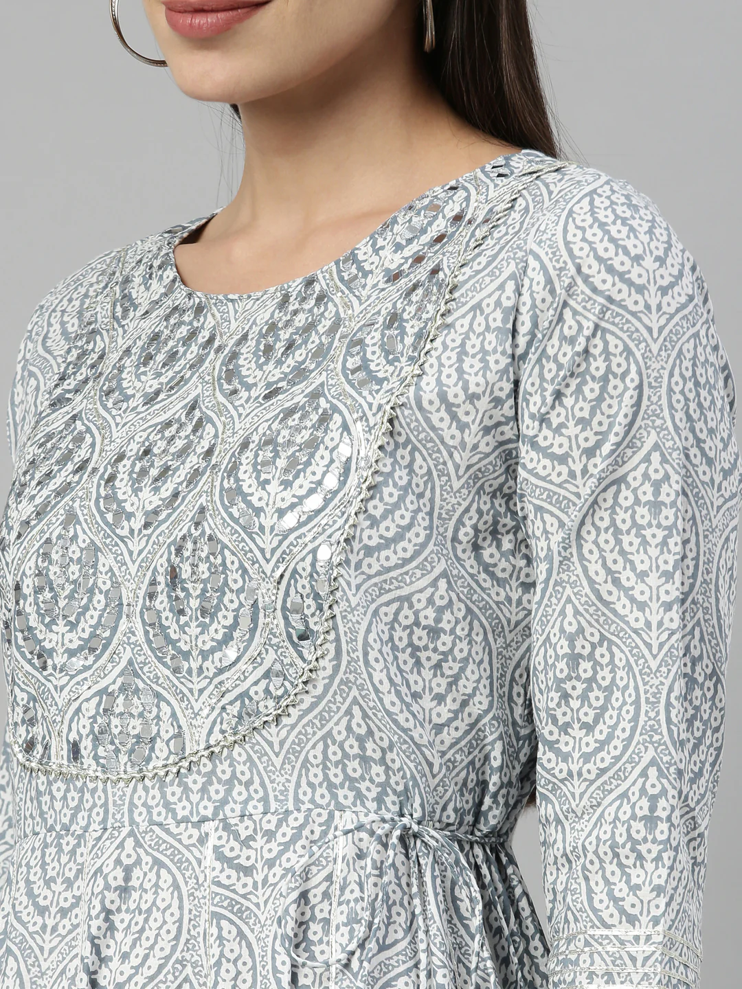 Neerus Grey Color Cotton Fabric Kurta - Image 8