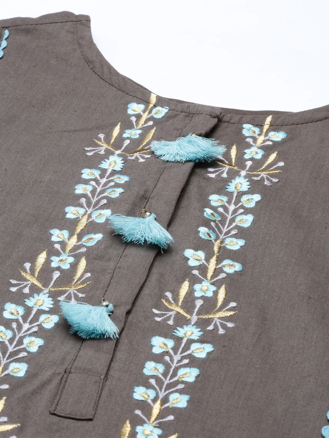 Neerus Grey Color Cotton Fabric Kurta Set - Image 2