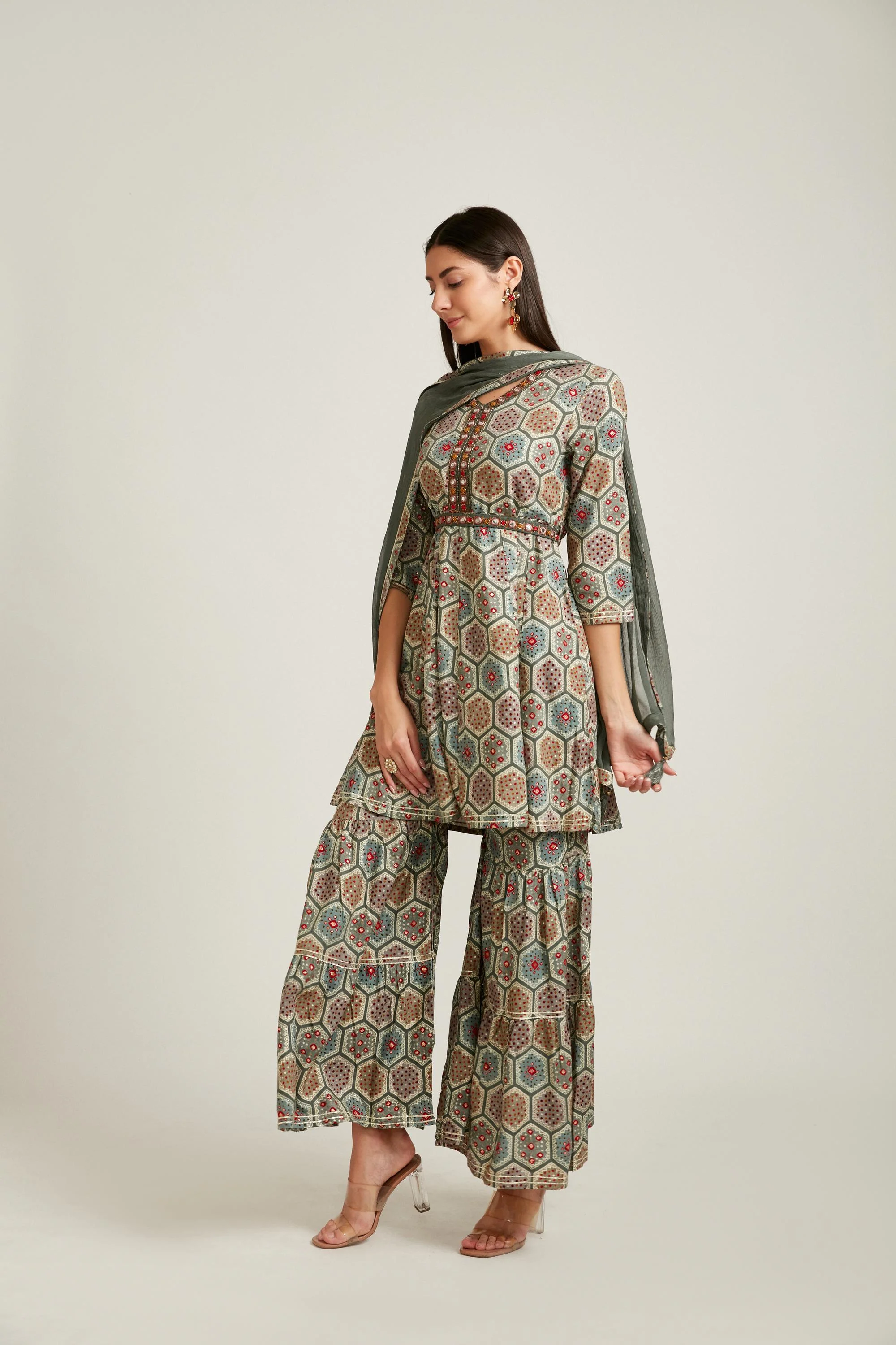 Neerus Grey Color Cotton Fabric Salwar Kameez