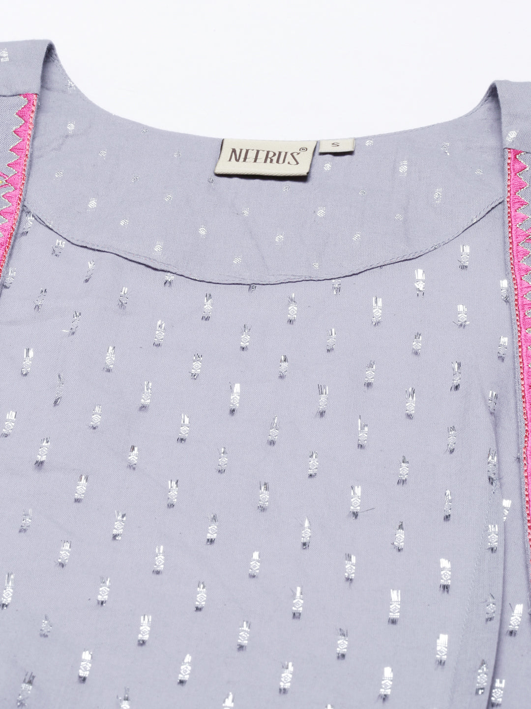 Neerus Grey Color Cotton Fabric Tunic - Image 2