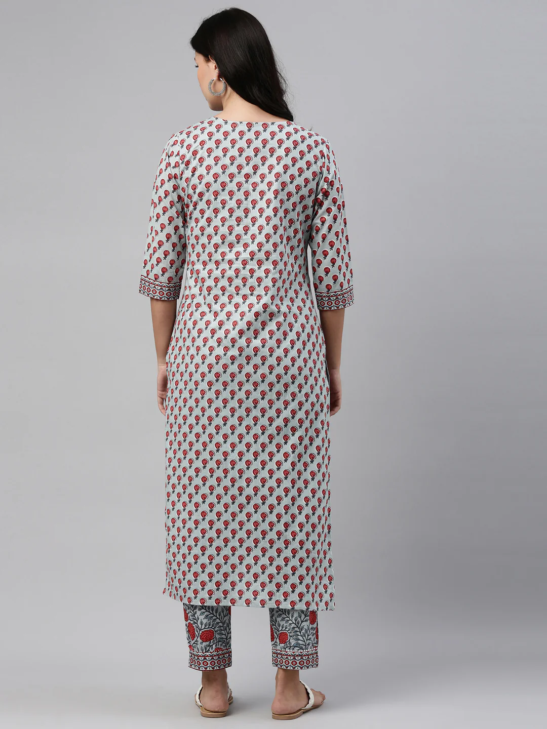 Neerus Grey Color Cotton Fabric Tunic Set - Image 5
