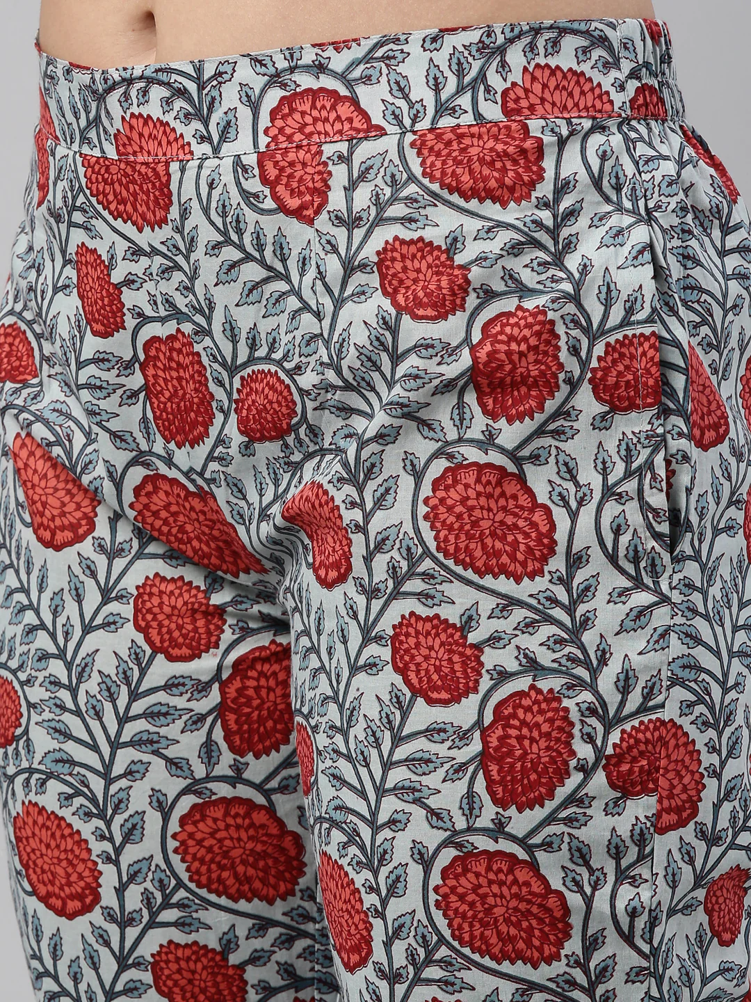 Neerus Grey Color Cotton Fabric Tunic Set - Image 6