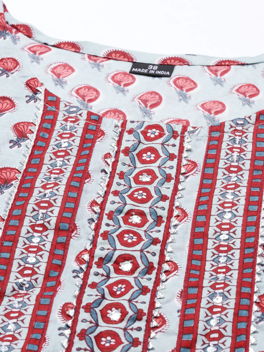 Neerus Grey Color Cotton Fabric Tunic Set - Image 8