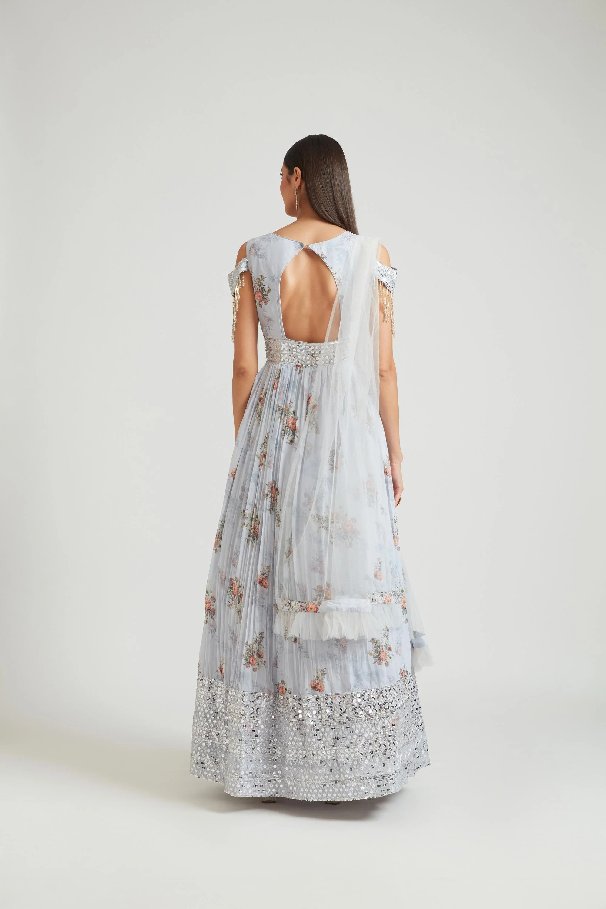 Neerus Grey Color Georgette Fabric Gown - Image 5