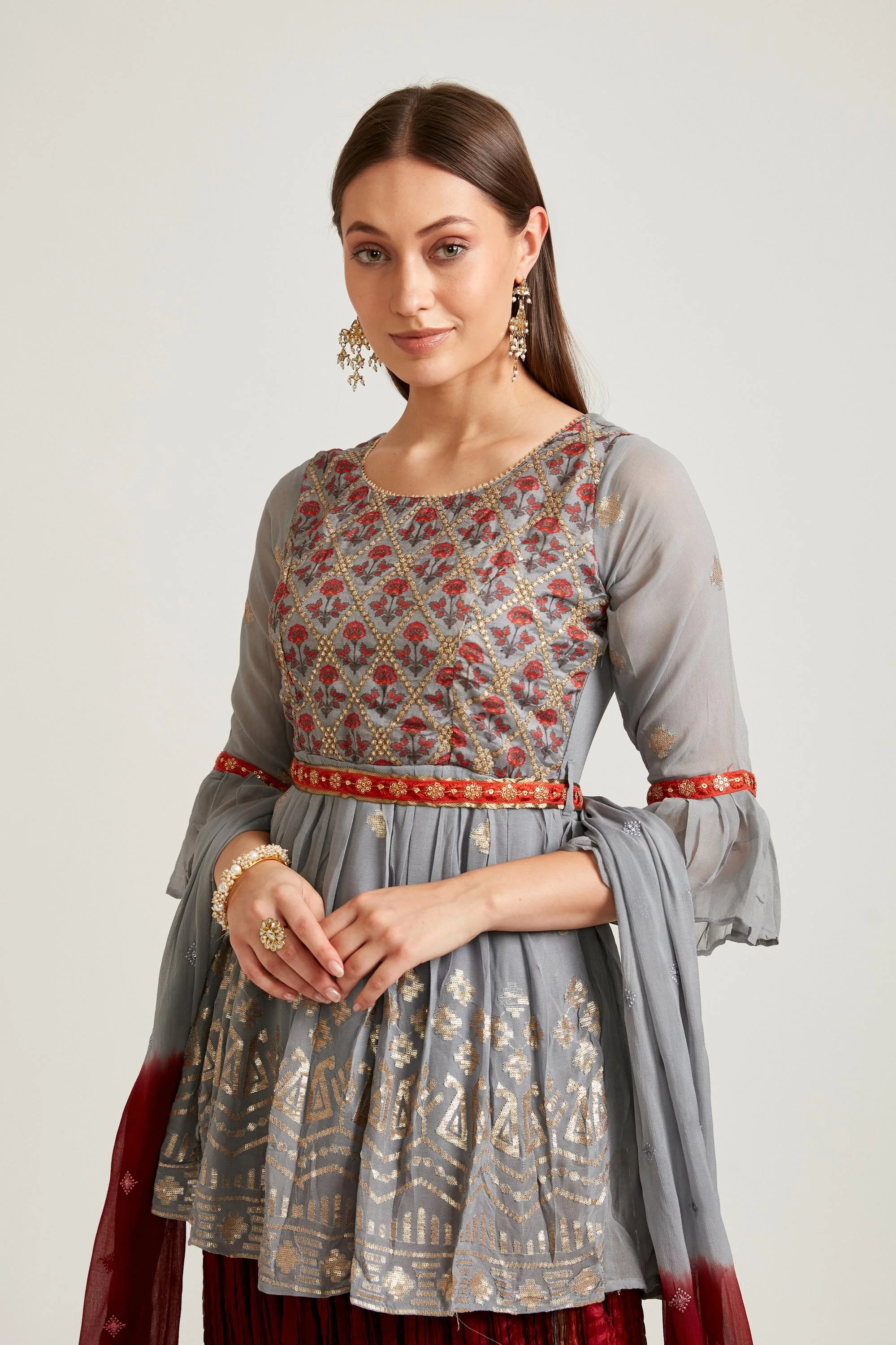 Neerus Grey Color Georgette Fabric Salwar Kameez - Image 9