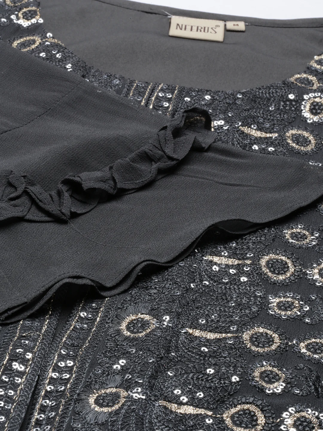 Neerus Grey Color Georgette Fabric Tunic - Image 2