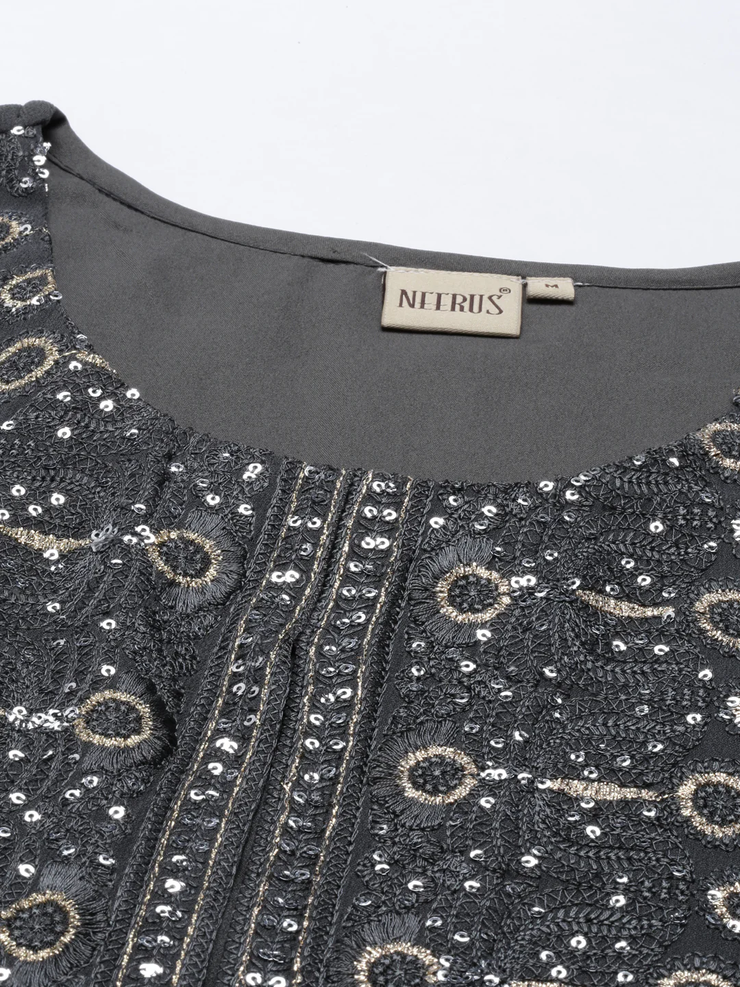 Neerus Grey Color Georgette Fabric Tunic - Image 8