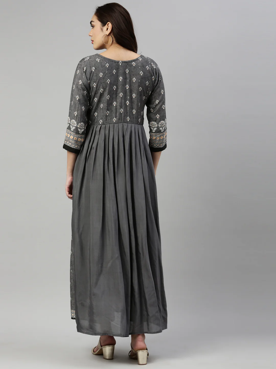 Neerus Grey Color Model Fabric Kurta - Image 5