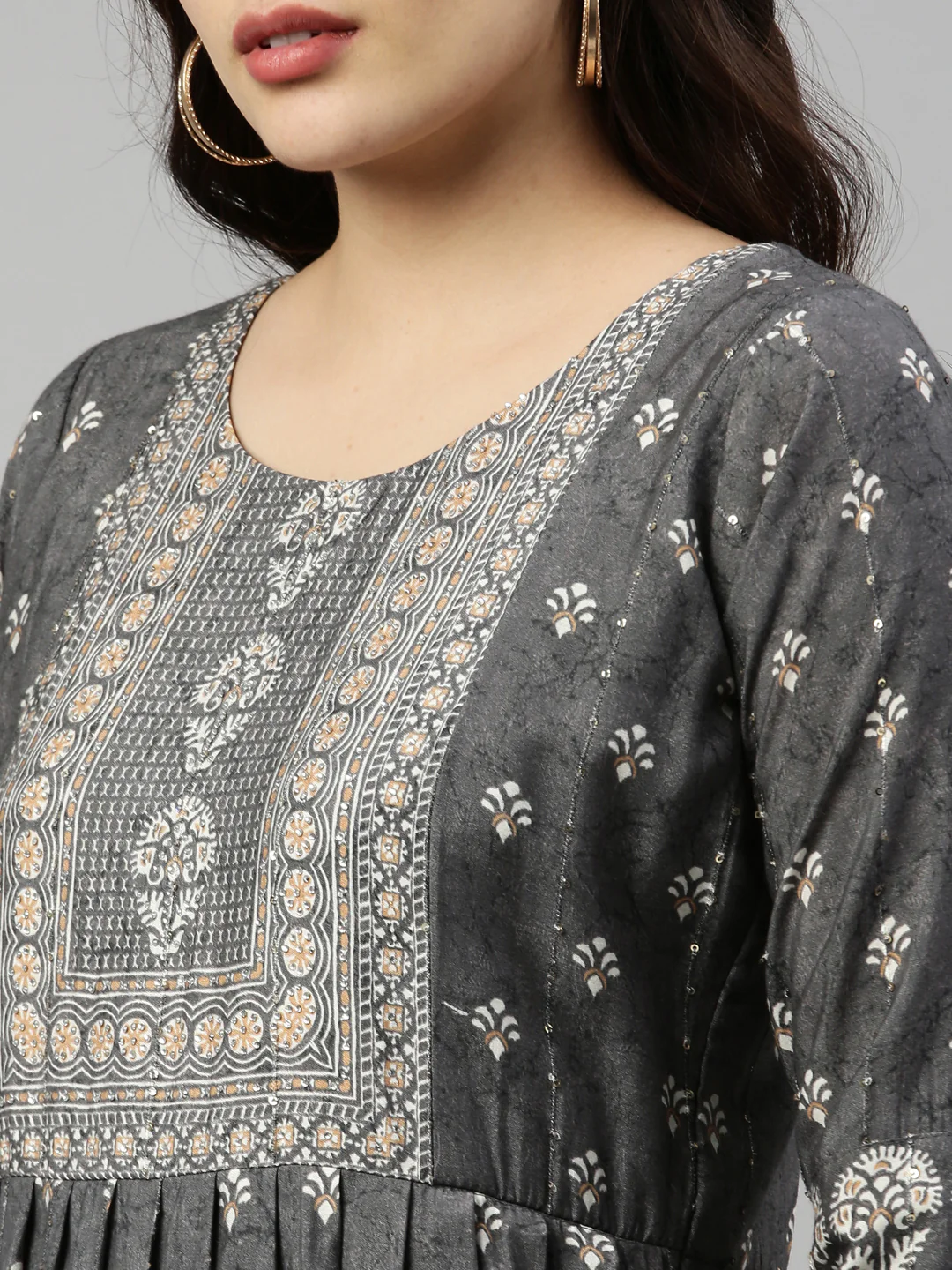 Neerus Grey Color Model Fabric Kurta - Image 8