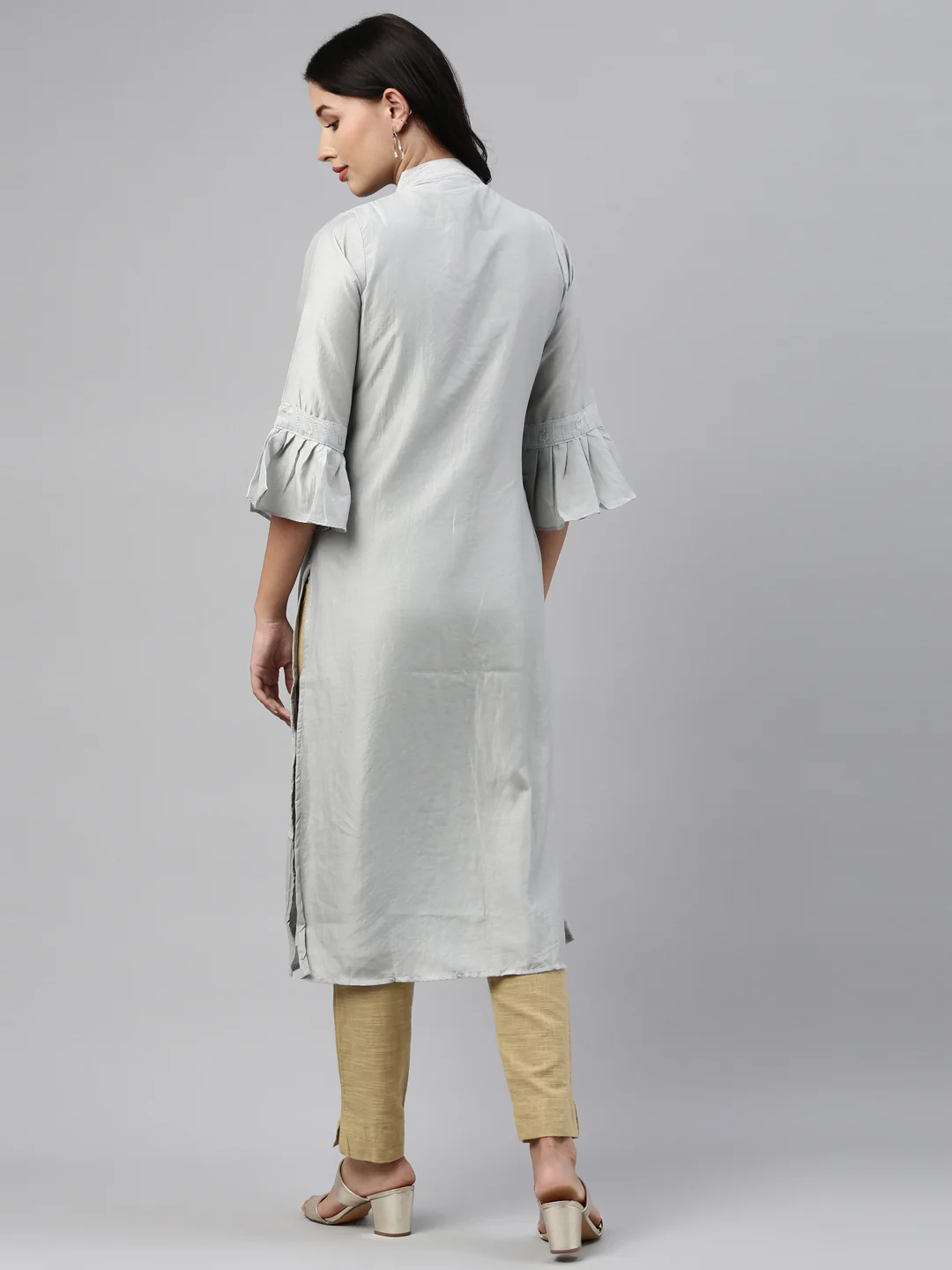 Neerus Grey Color Model Fabric Tunic - Image 5