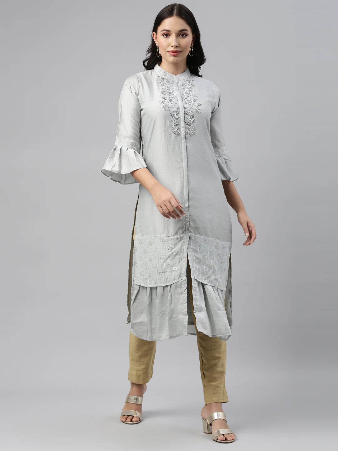 Neerus Grey Color Model Fabric Tunic - Image 7